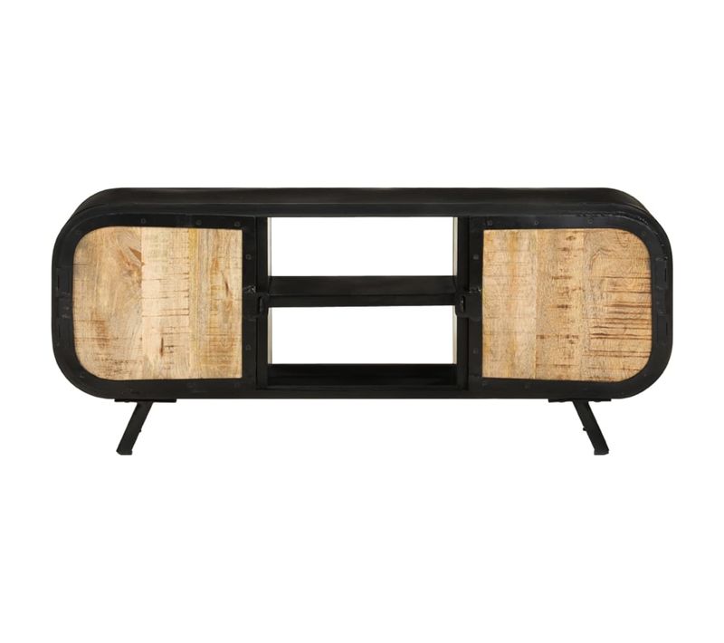 Meuble TV 110x30x45 Cm Bois De Manguier Brut