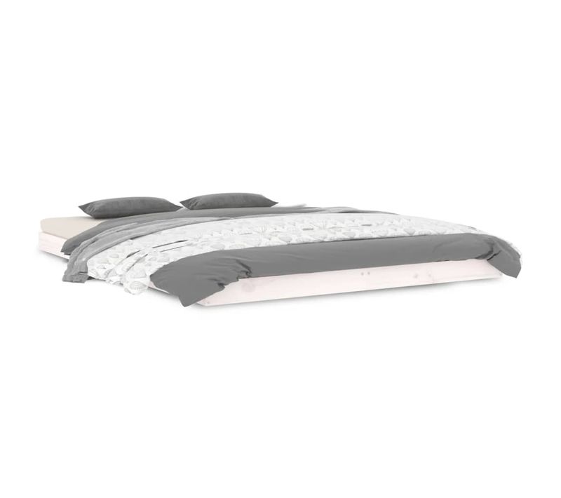 Cadre De Lit Blanc 140x190 Cm Bois De Pin Massif