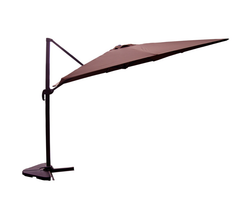 Palatino - Parasol Carré 3x3 Déporté Rotatif Marron En Aluminium