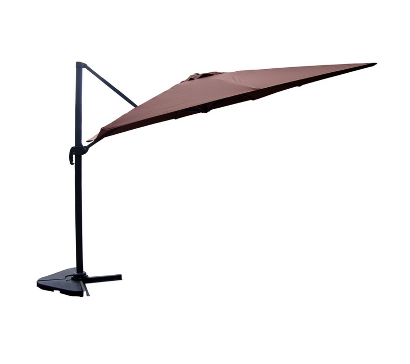 Cesare - Parasol Rectangulaire 3x4 Déporté Rotatif Marron En Aluminium