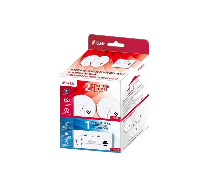 Pack 2 Détecteurs De Fumée + Monoxyde De Carbone 5 Ans - Kidde