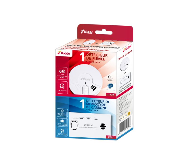 Pack Détecteur De Fumée + Monoxyde De Carbone 5 Ans - Kidde