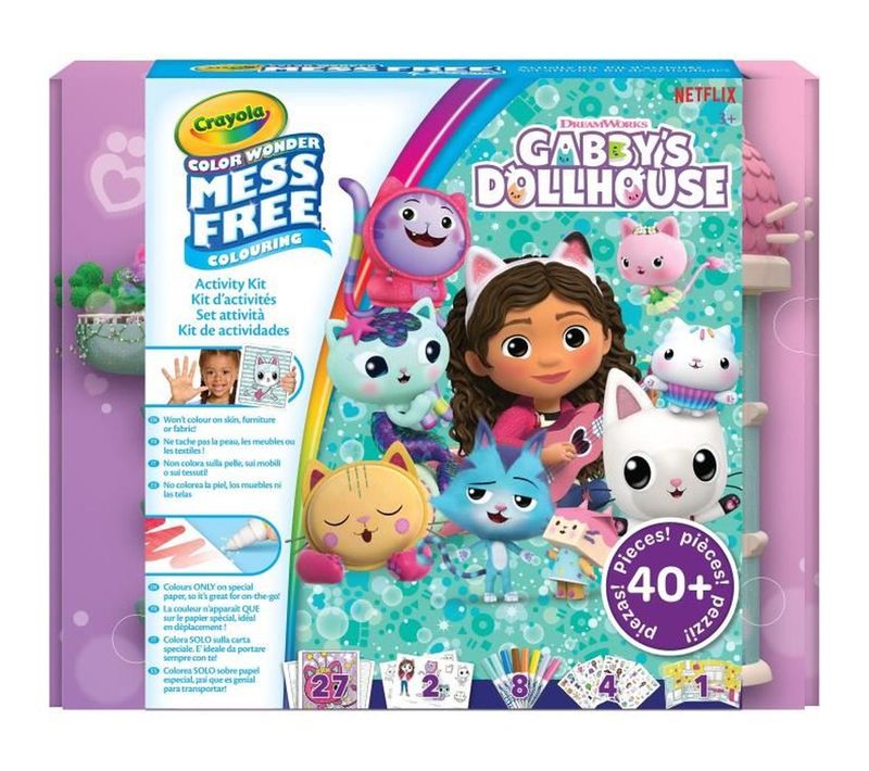 Color Wonder Kit Gabby's Dollhouse - 40+ Pièces, 8 Feutres, Mallette
