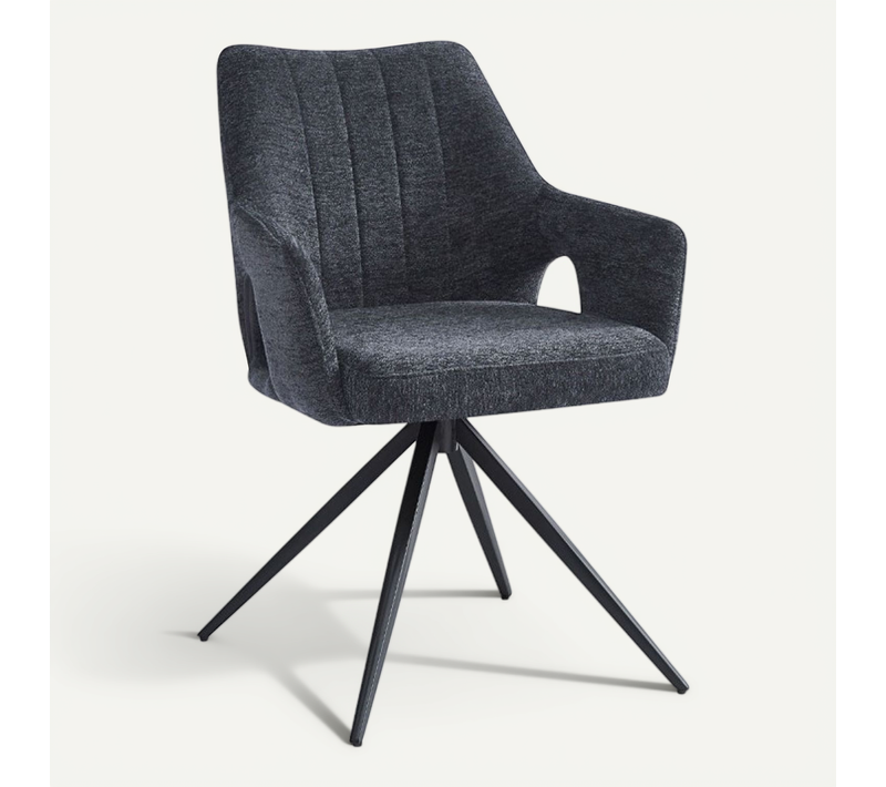 Fauteuil Repas Tissu Noir Sahana