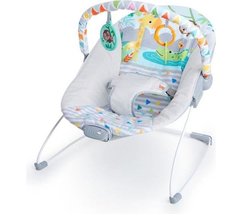 Bright Stars Transat Pour Bébé - Safari - Arche Avec Jouets D'éveil Amovible + Miroir Bébé