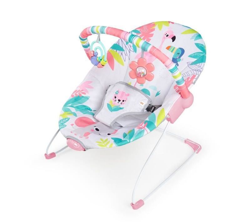 Transat Pour Bébé Flamant Rose, Vibrations Apaisantes, Arche D'éveil Avec Jouets Interactifs