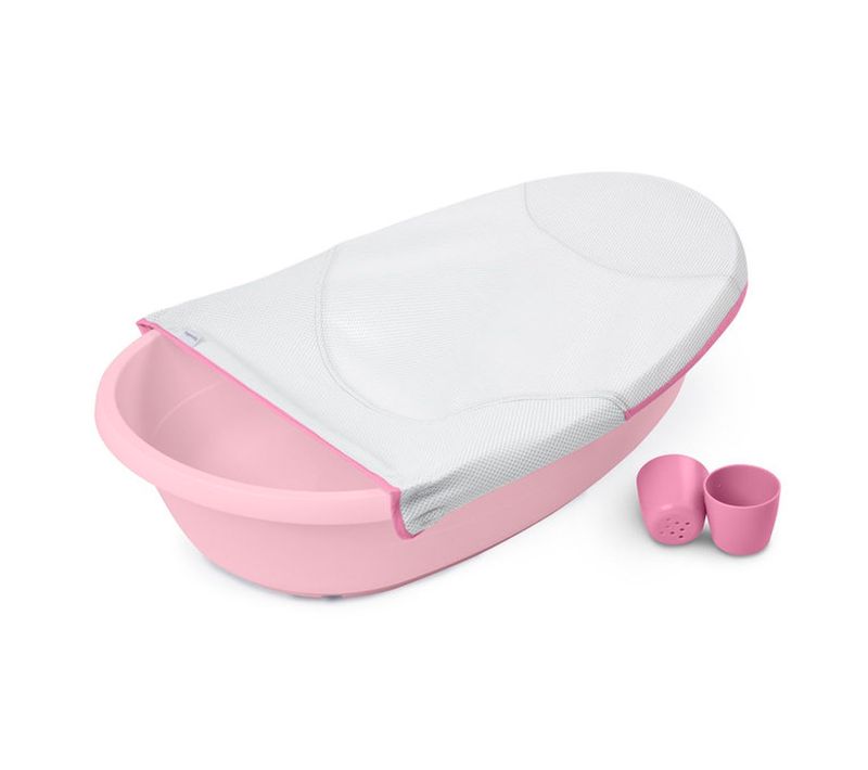Baignoire Évolutive 4-en-1 Avec Hamac Tissu Et Siège D'appui, Rose