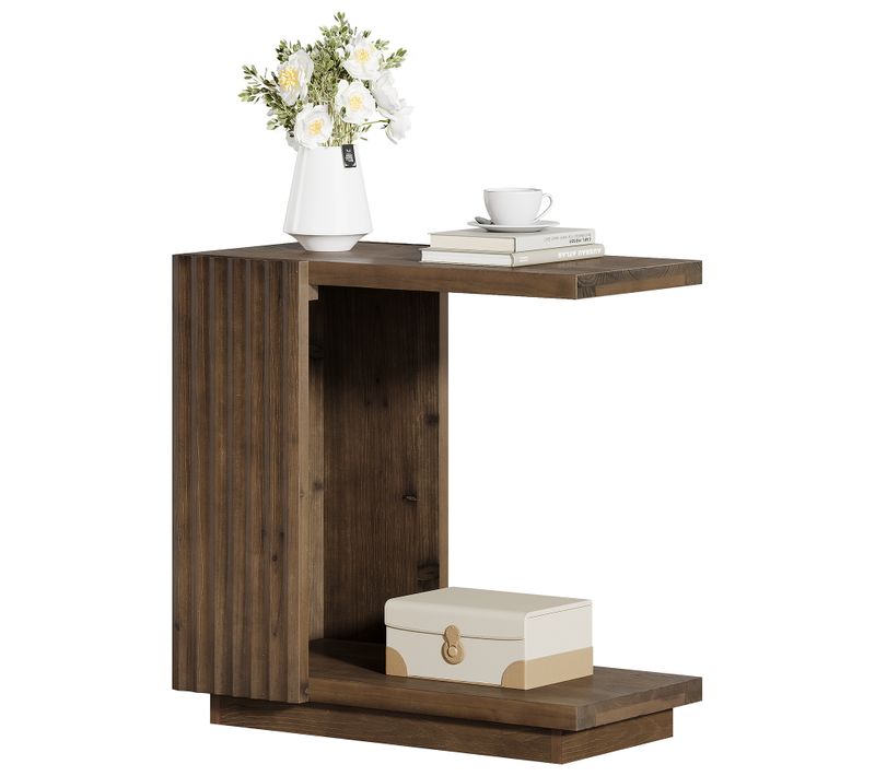 Table D'appoint En Bois Massif, Table De Chevet étroite En Forme De C