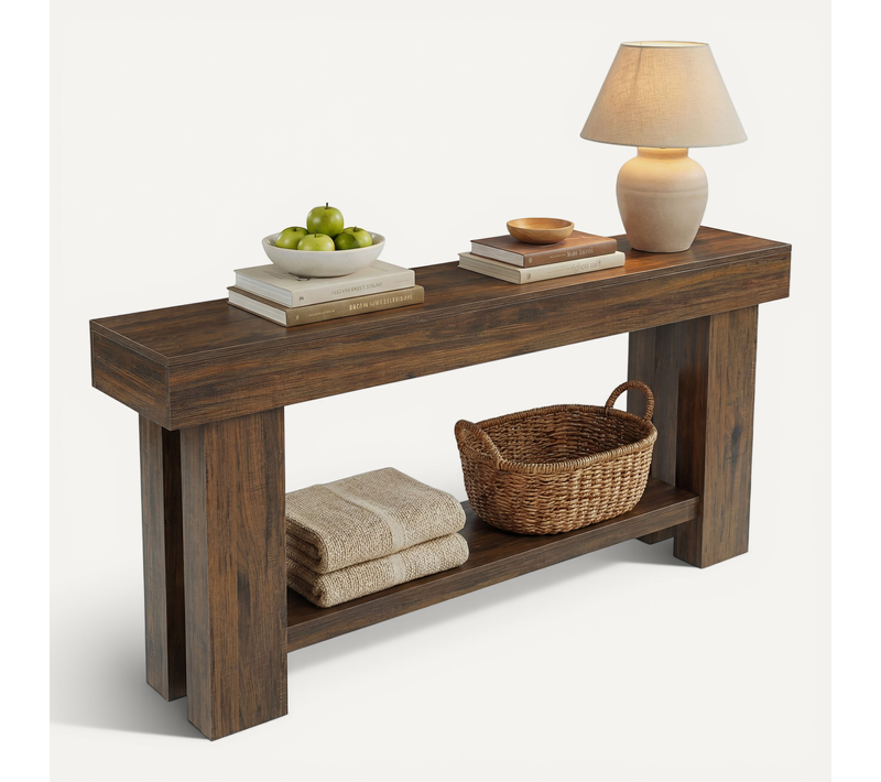 Console à Deux Niveaux, Table D'appoint De 160 Cm à Placer Derrière Un Canapé, Style Industriel
