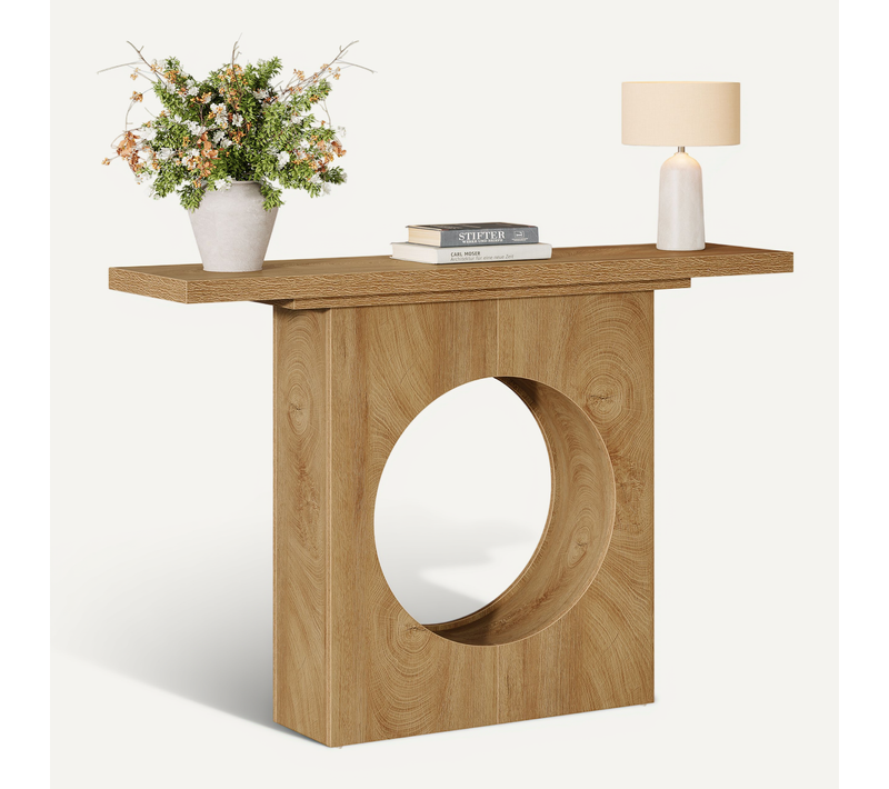 Console De Style Campagnard De 105 Cm, Petite Table D'entrée Avec Design à Trous Ronds