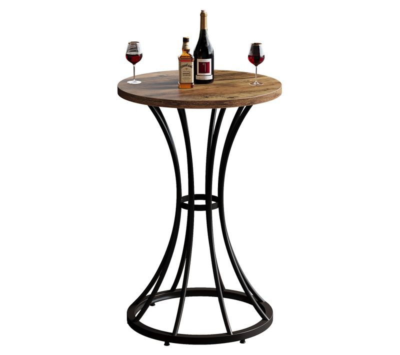 Table De Bar Ronde De 95 Cm De Haut, Petite Table Bistro De 60x60 Cm Pour Cuisine Et Salle à Manger