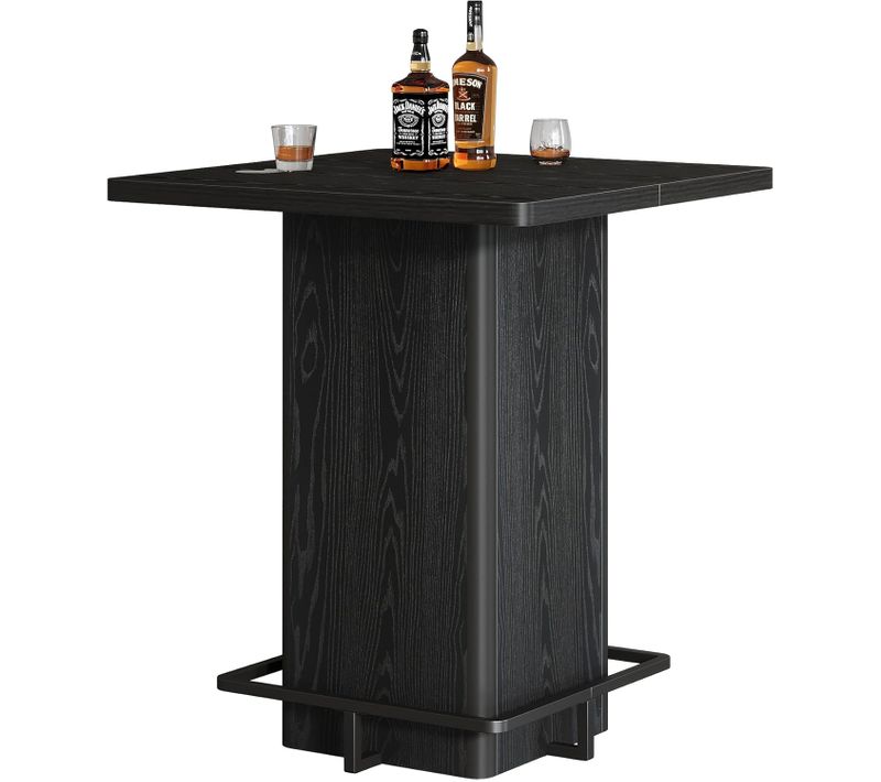 Table De Bar Carrée De 100 Cm De Haut, Idéale Pour Les Petits Bars, Noire (table Seule)