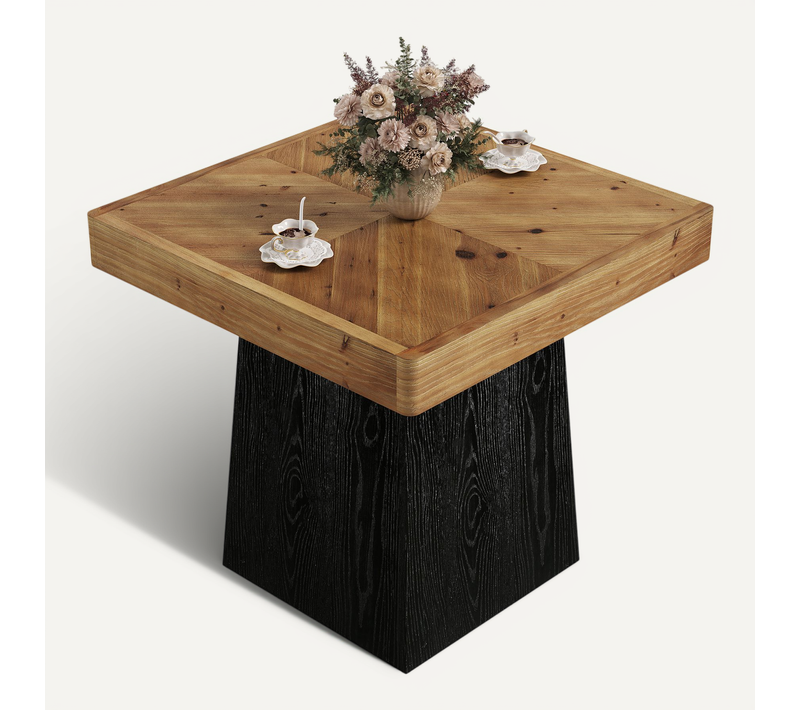 Table De Salle à Manger Carrée En Bois Massif Pour 2 à 4 Personnes, 80 Cm, Style Industriel