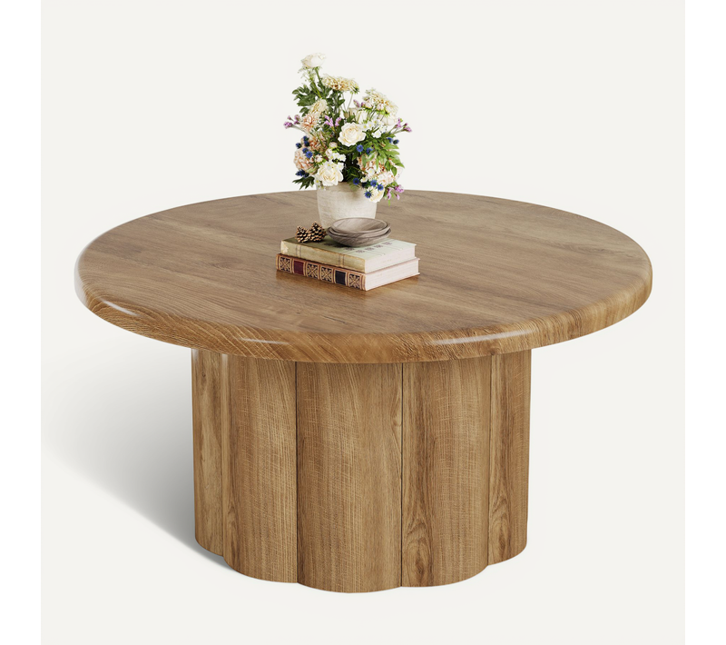 Table Basse Ronde De 80 Cm Pour Salon, Table Basse Ronde De Style Campagnard