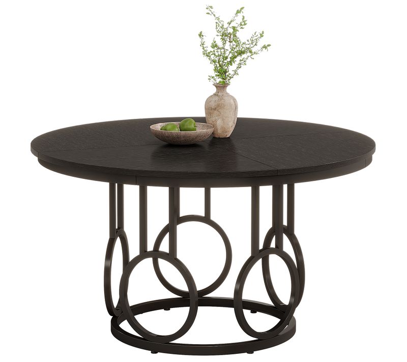 Table De Salle à Manger Ronde 120 Cm Avec Piètement En Métal Robuste Pour 4 Personnes (table Seule)