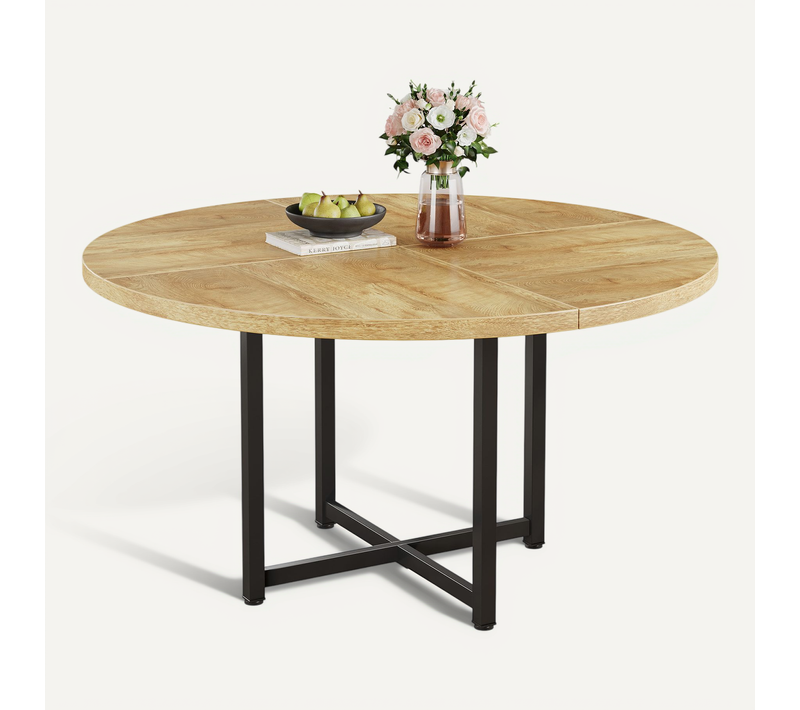 Table De Salle à Manger Ronde De 120 Cm - Table De Cuisine De Style Campagnard (table Seule)