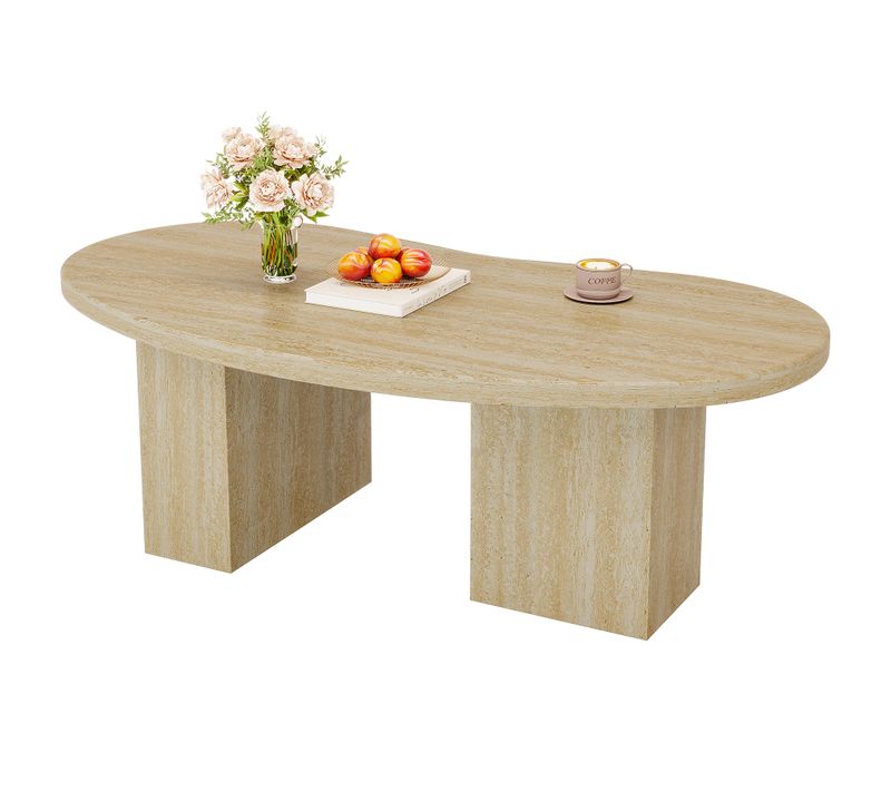 Table Basse Ovale Pour Salon, Table Centrale Avec Pieds Asymétriques