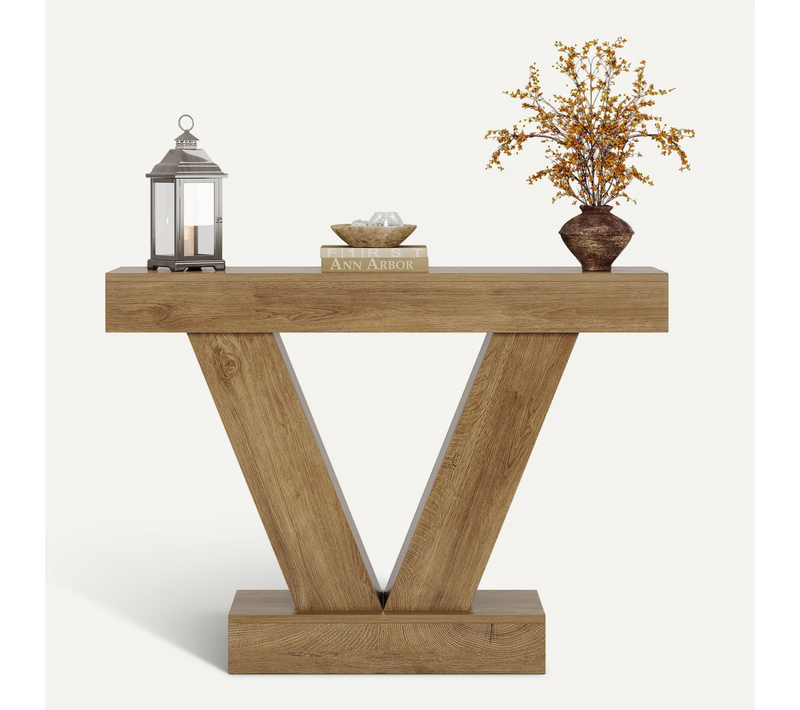 Console De 105 Cm, Table D'entrée Avec Pieds En V, à Placer Derrière Un Canapé Ou Un Fauteuil
