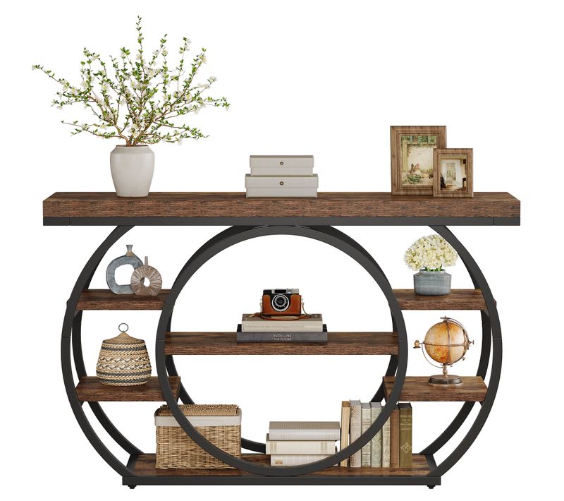 Console De 120 Cm, Table D'entrée Industrielle à 5 Niveaux Avec Structure En Métal