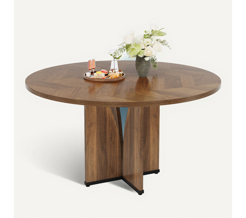 Table De Salle à Manger Ronde Pour 4 Personnes, Avec Pied Central Stable En Forme De X