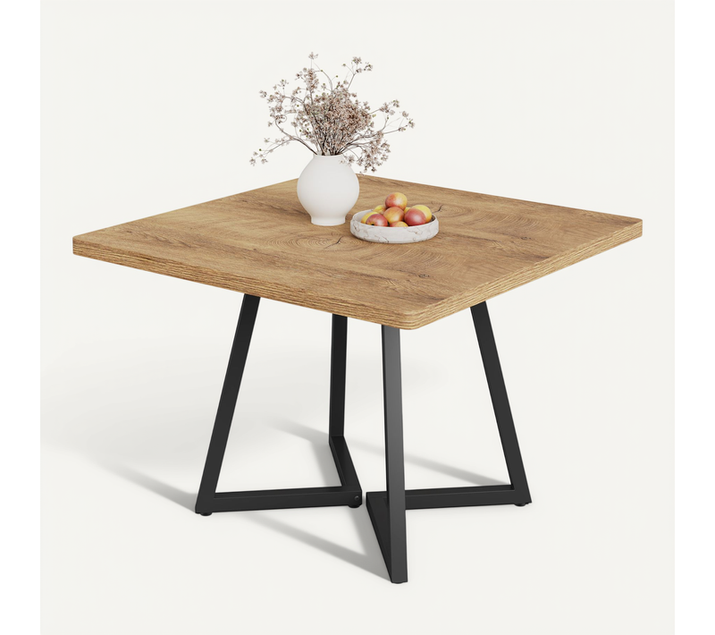 Table De Salle à Manger Carrée Pour 2 Personnes, 80 Cm, Style Moderne, Avec Piètement En Métal