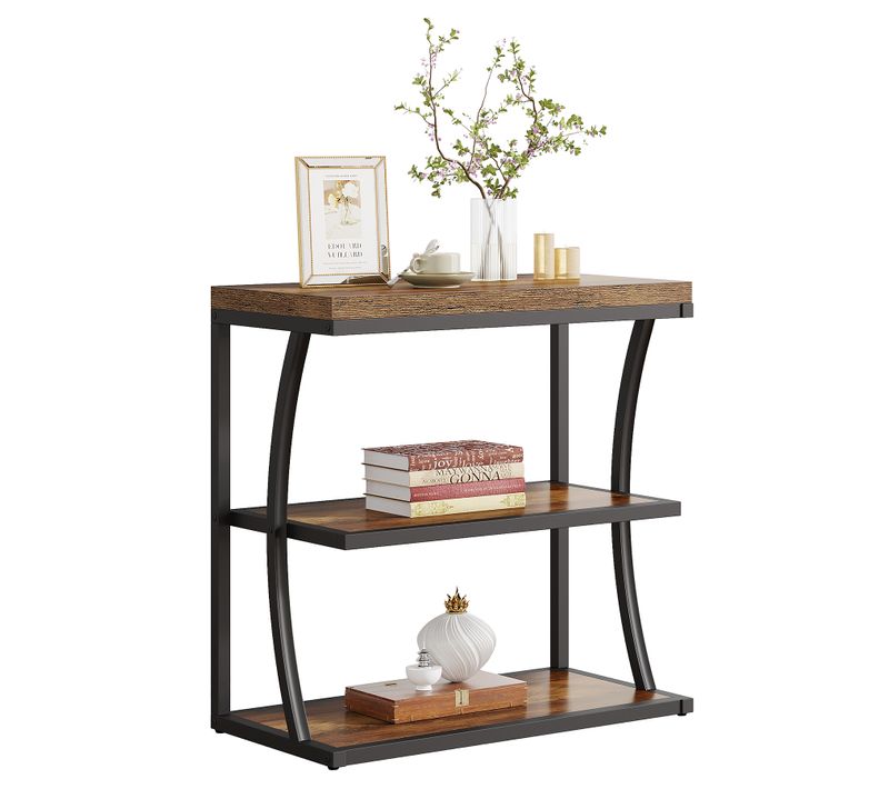 Petite Table D'appoint Étroite, Table De Chevet En Métal Style Ferme, Idéale Pour Le Salon