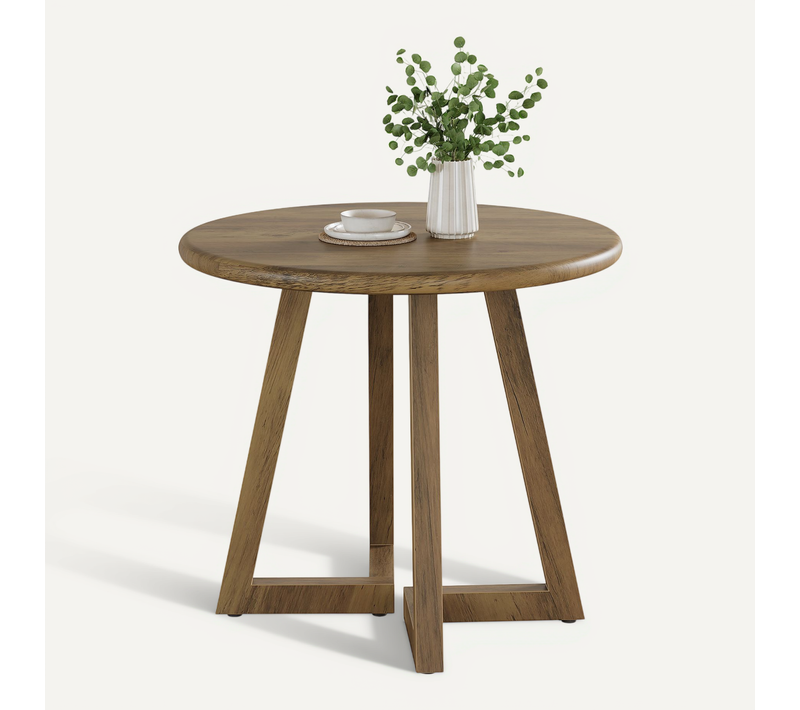 Petite Table Ronde Pour 2 à 4 Personnes, Table De Cuisine De 80 Cm, Marron (table Seule)