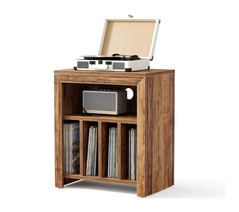 Table D'appoint Étroite, Support Pour Platine Vinyle, Meuble De Rangement Pour Disques Vinyles