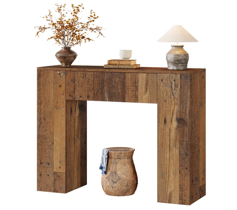 Console De Style Campagnard De 100 Cm, Table D'entrée Étroite Avec Tiroir