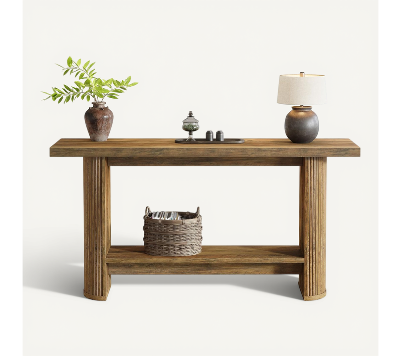 Console Moderne De 140 Cm, Table D'entrée Étroite Avec Rangement Pour Le Salon