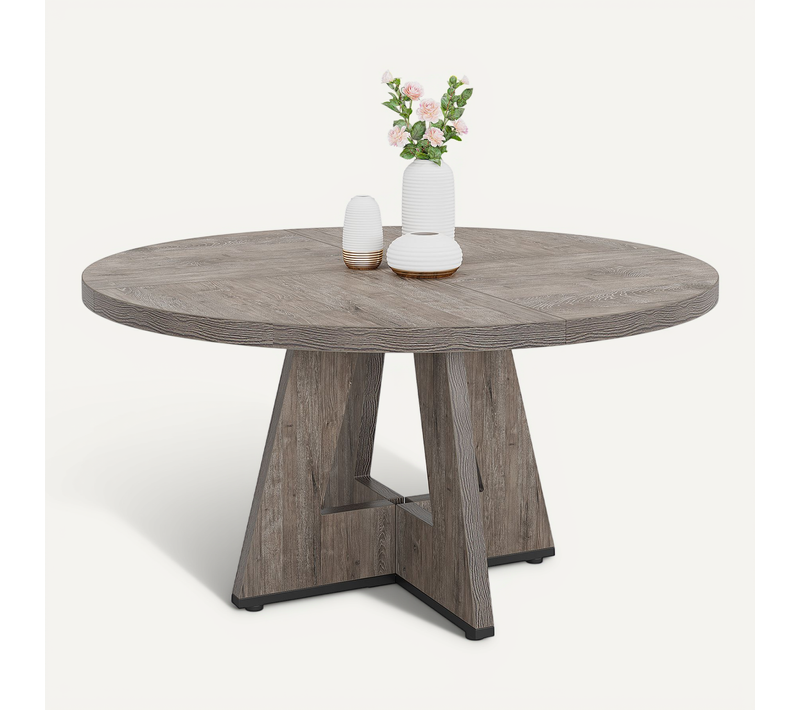 Table à Manger Ronde De 120 Cm, Table De Cuisine Pour Salle à Manger Et Salon, Grise (table Seule)