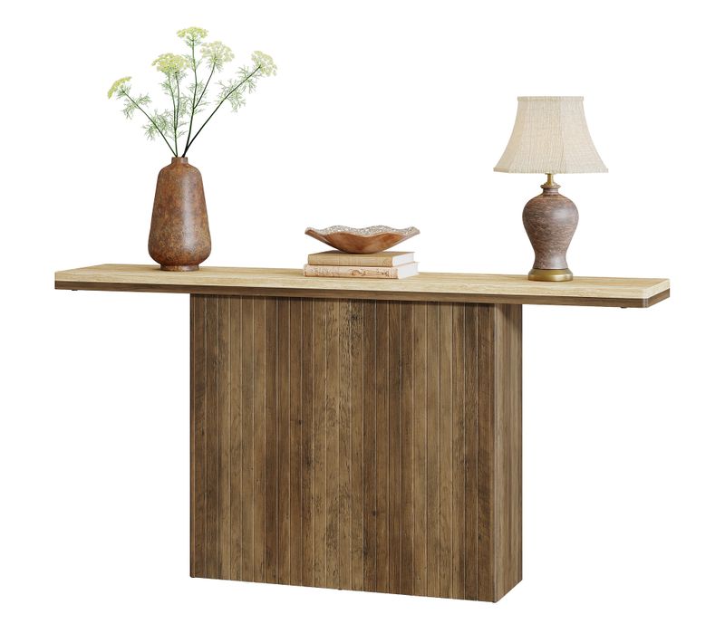 Console Cannelée De Style Ferme Pour Entrée, Table De Canapé De 160 Cm De Long Derrière Le Canapé