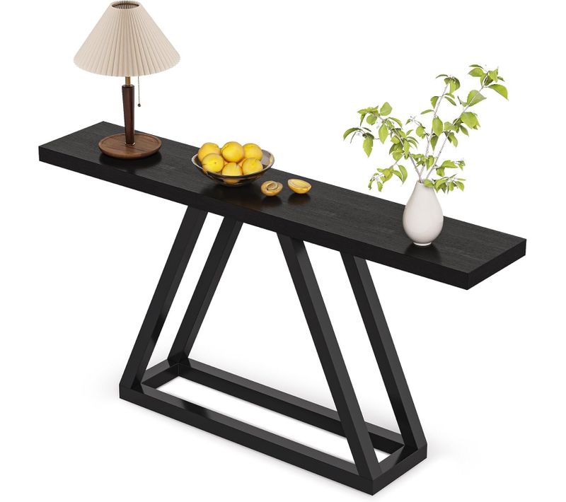 Console Étroite De 160 Cm, Table De Canapé Longue Derrière Le Canapé Pour Entrée, Couloir, Noir