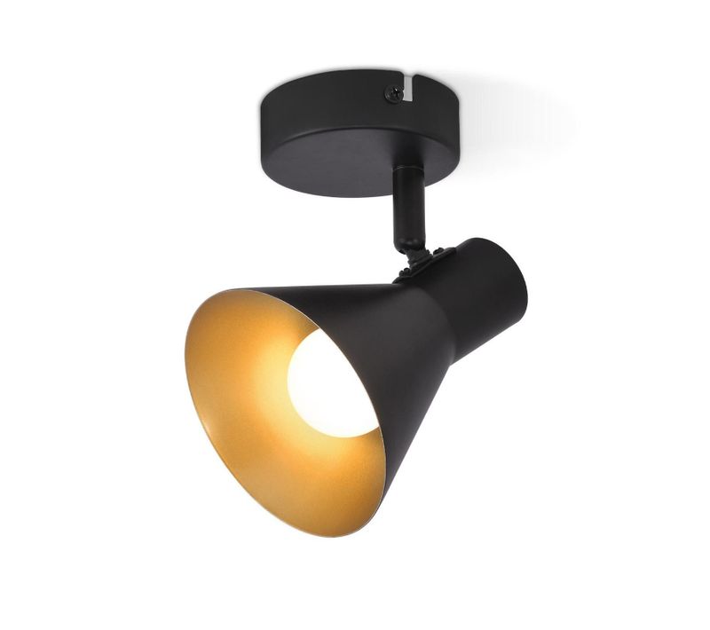 Spot de plafond 1 lumière spot Noir Rétro E14 Plafonnier Spot Rotative à 330° En Métal