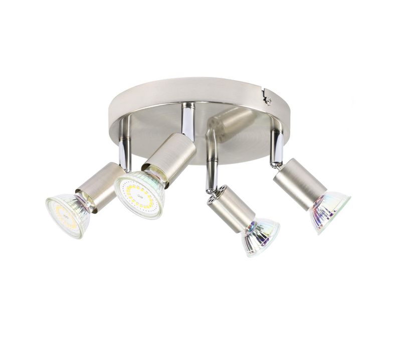 Spot 4 Spots De Plafond Gu10 Métal Nickelé 350°moderne 4x25w