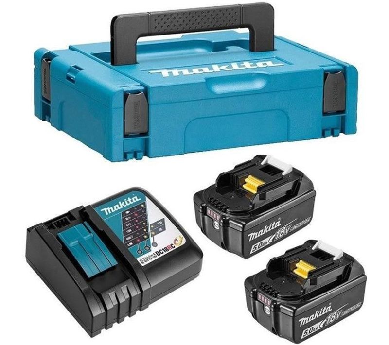 Pack Energie 18 V Li-ion - 2 Batteries (5ah) + 1 Chargeur Rapide En Coffret Makpac - 197624-2