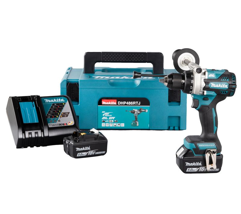 Perceuse Visseuse à Percussion 18v Lxt + 2 Batteries 5ah + Chargeur Rapide + Coffret Makpac - Makita