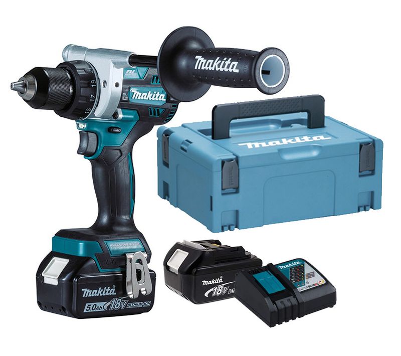 Perceuse-visseuse 18v + 2 Batteries 5ah + Chargeur Rapide + Coffret Makpac - Makita - Ddf486rtj