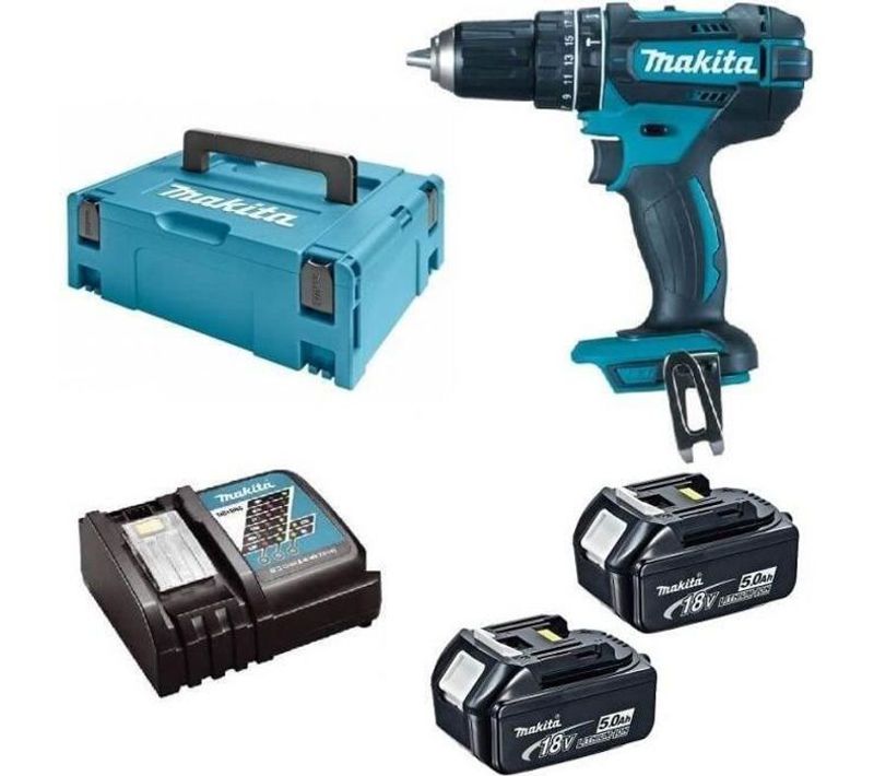 Perceuse Visseuse A Percussion Dhp482rtj - 2 Batteries 18 V 5 Ah Li-ion - Coffret Makpac