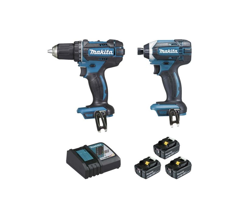 Ensemble De 2 Machines Dlx2127tj1 18v 5.0ah - Perceuse Visseuse Ddf482 - Visseuse A Chocs Dtd152