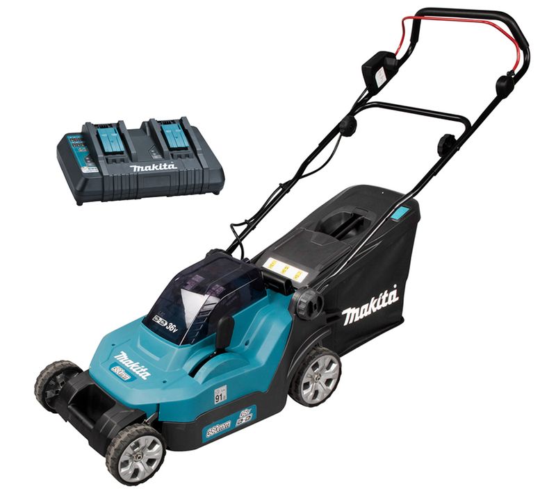 Tondeuse à Gazon 2x18v Lxt 38cm + 2 Batteries 5ah + Chargeur Rapide - Makita - Dlm382pt2