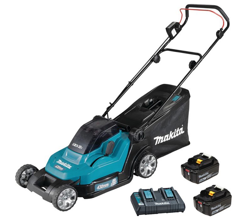Tondeuse à Gazon 2x18v Lxt 43cm + 2 Batteries 5ah + Chargeur - Makita - Dlm432pt2