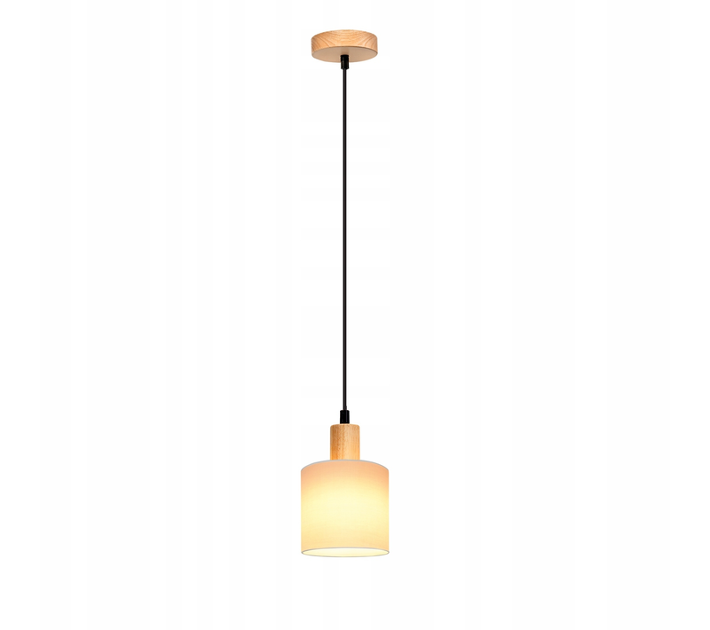 Suspension Bois Blanc Diamètre 173 Cm E14 1 Flamme Vintage Rustique Couloir Lampe Tissu Restaurant