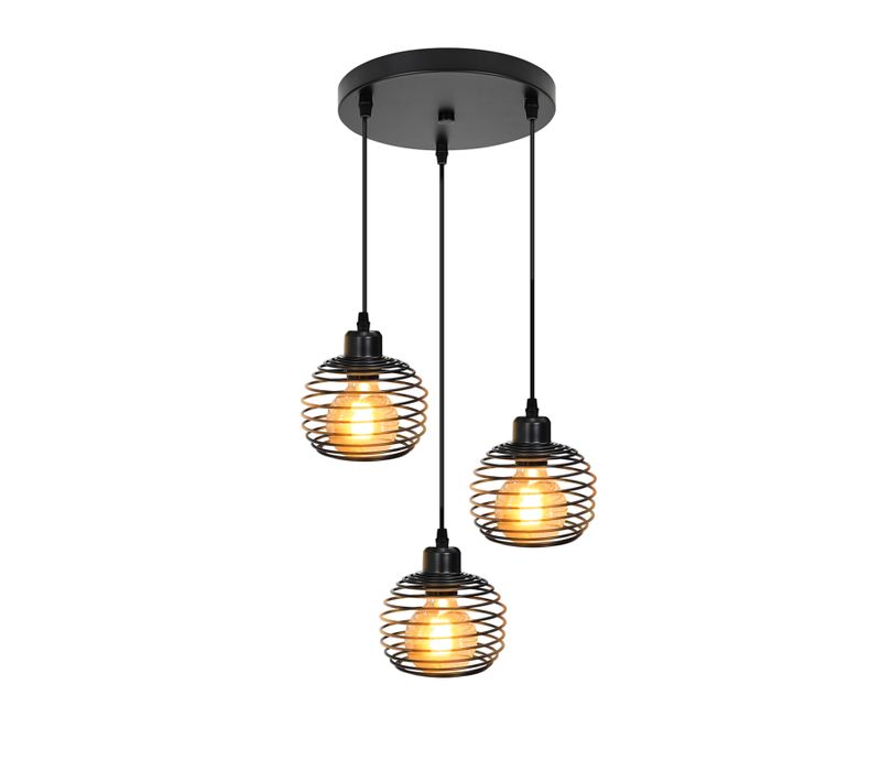 Suspension Noir Métal Diam.30cm E27 Vintage Rétro Cuisine Industrielle
