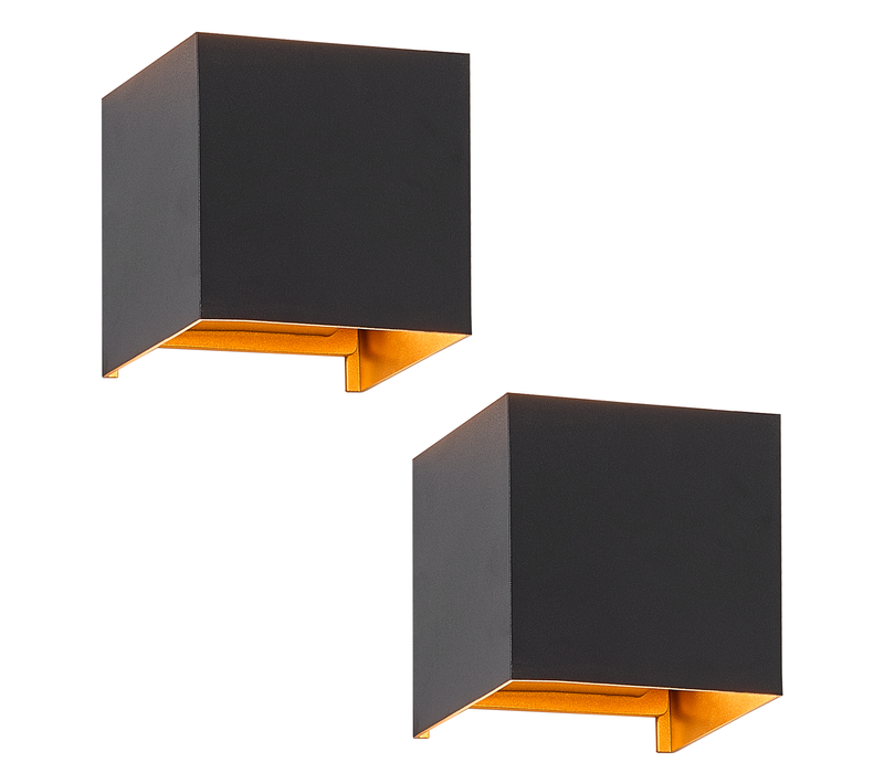 Applique LED 3w,2 Pièces G9 Lampe Muraleintérieure Noire Et Dorée，étanche Double Faisceau