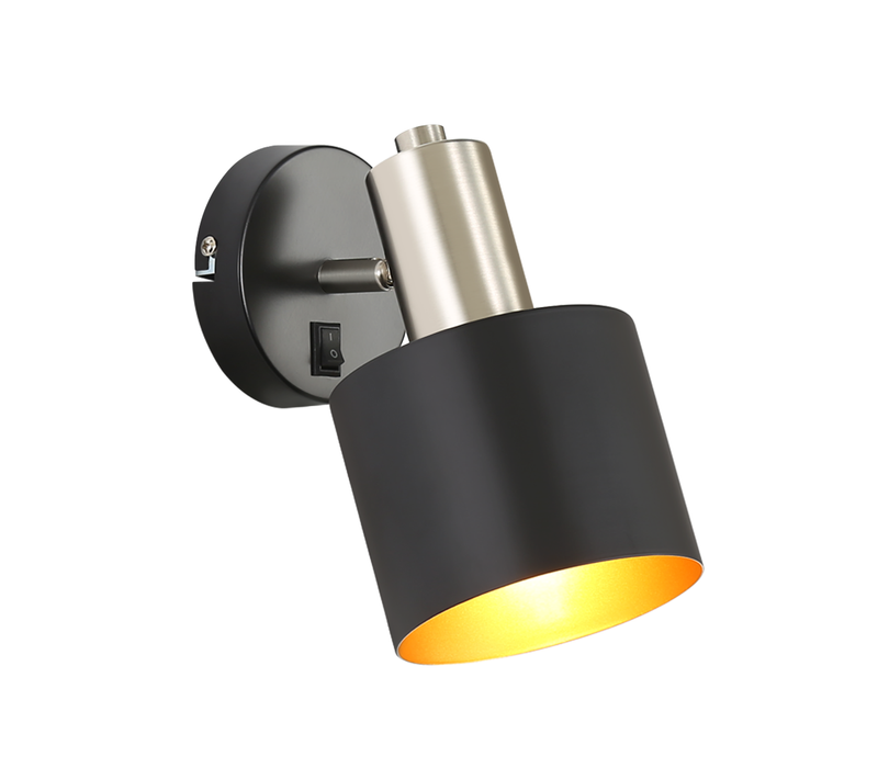 Applique Murale Intérieur Spot Mural Vintage Noir 330° Pivotant E27 Petit Métal