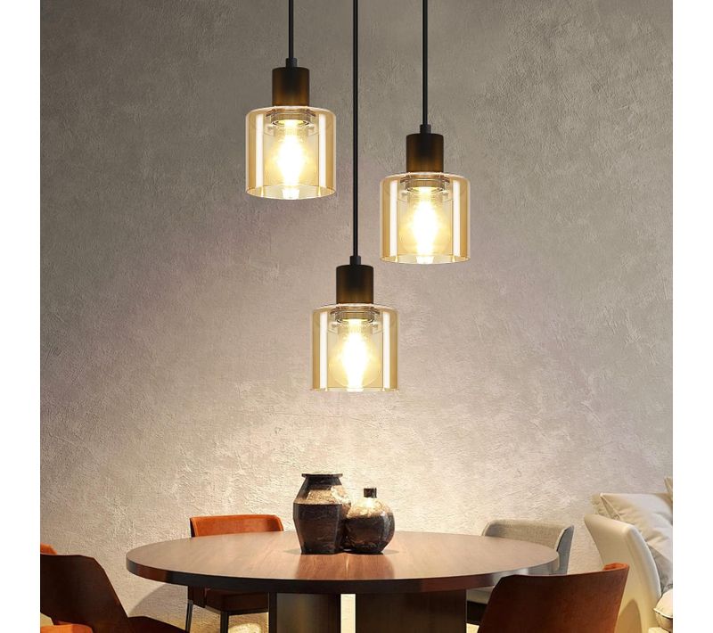 Suspension Table à Manger Lampe Suspendue Vintage 3 Ampoules Lampe De Table à Manger Suspendue E27