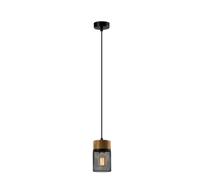 Lampe à Suspendre Vintage Bois Veiné Table à Manger Noir Industriel E27 25w Suspension