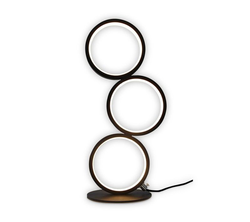 Lampe De Table LED Noir De Chevet Touch Dimmable Métal Déco Anneau Cercle Aluminium