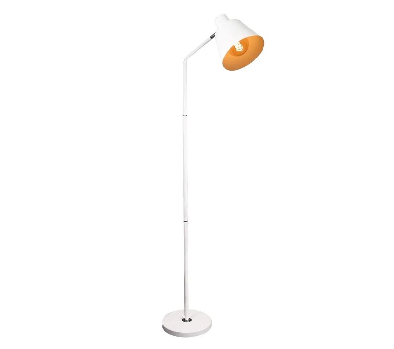 Lampe Sur Pied Debout Vintage 166 Cm Design Rétro Blanche En Métal Avec Douille E27 Maximum 40 W